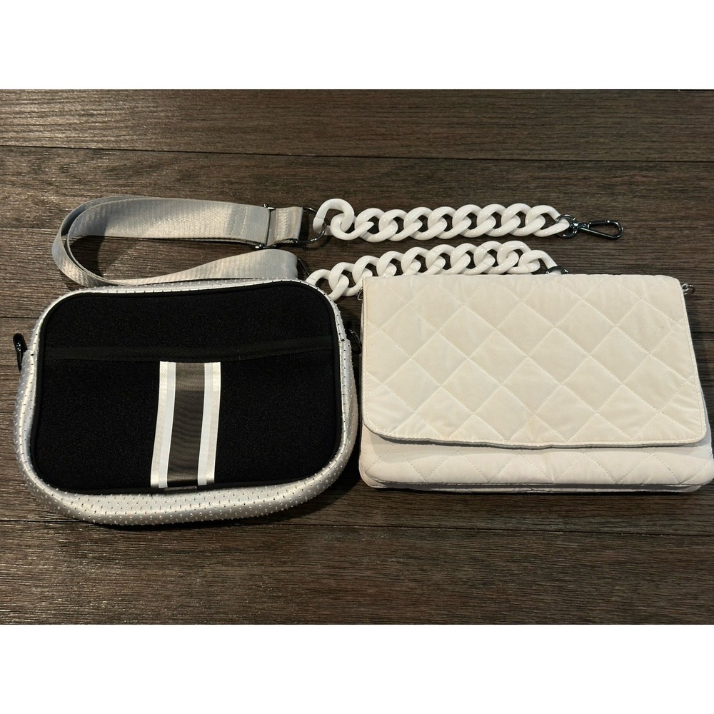 2 haute shore crossbody purse bags With 1 Shoulder Straps white black gray